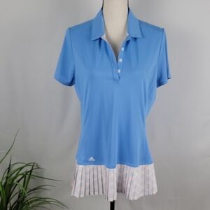 Adidas Size L Blue Polo Top Pleated Skirt Golf Pickleball Tennis Dress, NEW